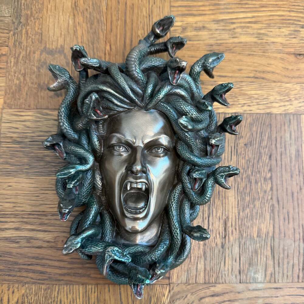 Veronese Head of Medusa the Greek Gorgon Serpent Bronze Finish Wall Sculpture